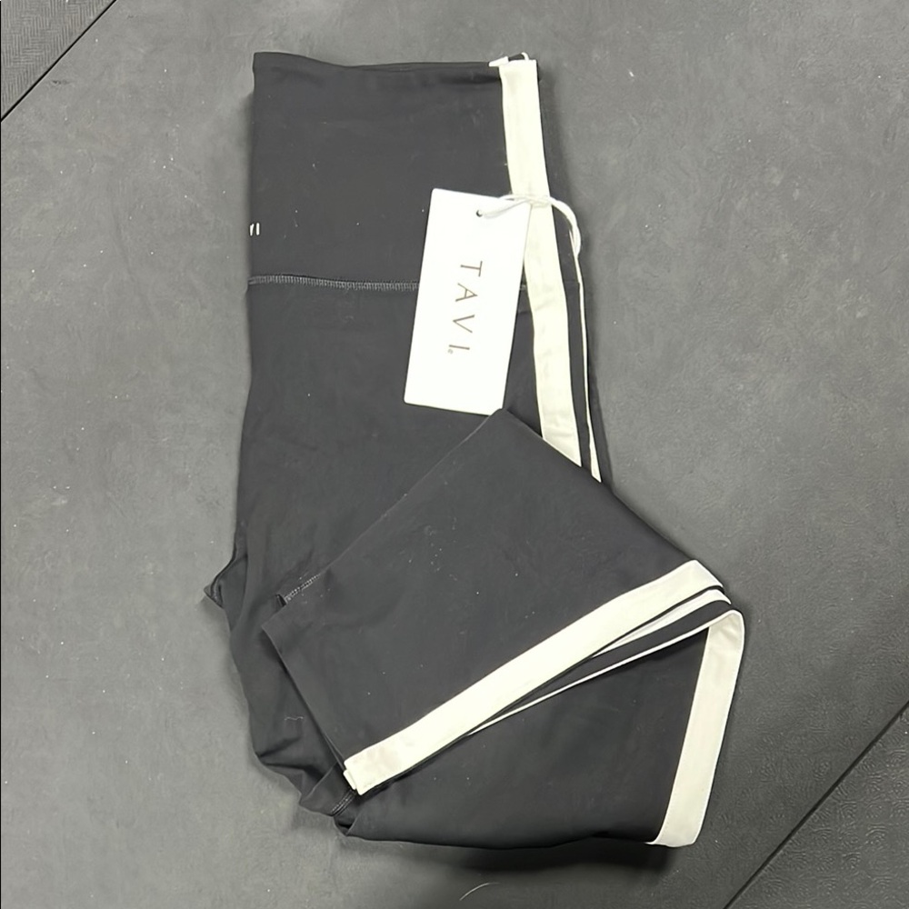 Tavi Black Leggings with White Stripe